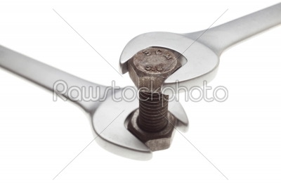 two wrench tighten the bolt and nut