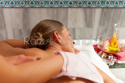 Wellness - woman getting massage in Spa