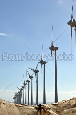 Windmills with blue sky background