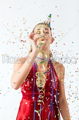 Woman celebrating birthday or party