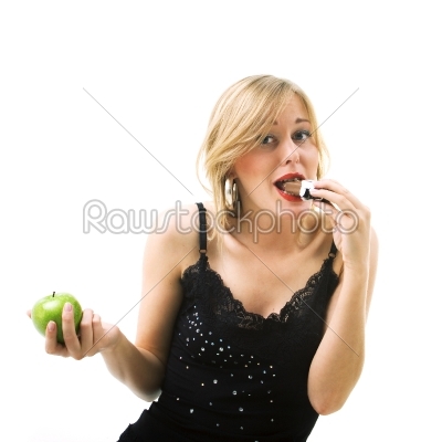 Woman eating chocolate 