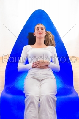Woman enjoying a color therapy