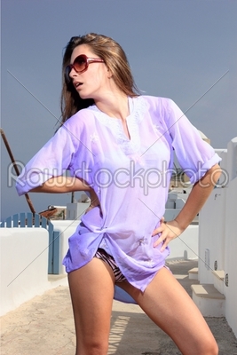 Woman enjoying the summer in Greece