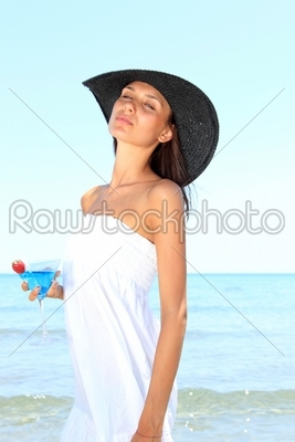 Woman having rest on beach 