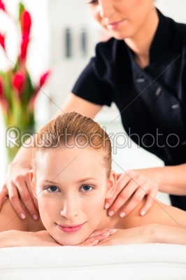 Woman having wellness massage in spa