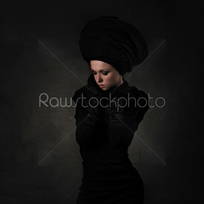 woman in the black dress