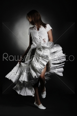 Woman in white long dress
