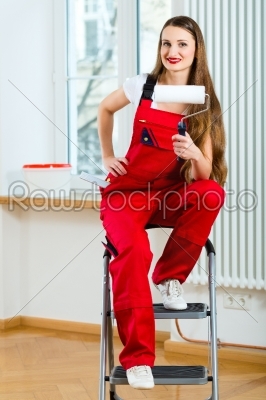 Woman renovating her apartment