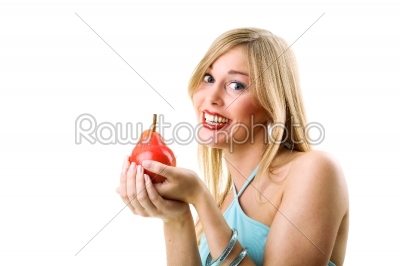 Woman with healthy fruit