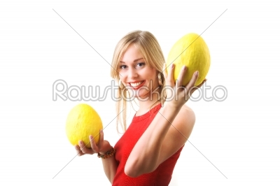 woman with honey melonss