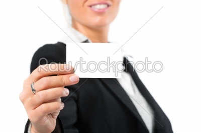 Young woman with a businesscard