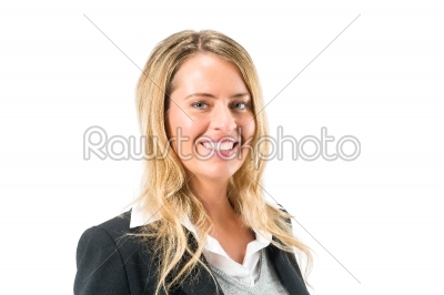 Young woman with white background
