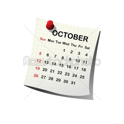2014 paper calendar for October