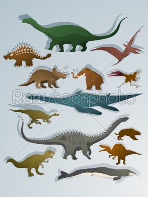 Cartoon style dinosaurs