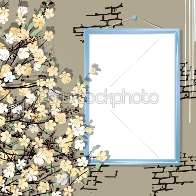 Empty frame with flowers