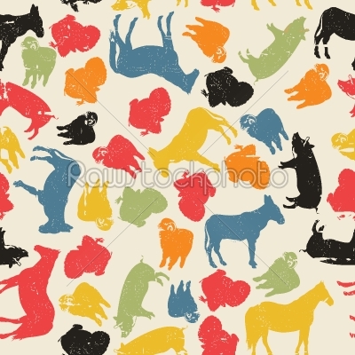 Farm animals seamless pattern