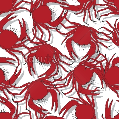 Seamless pattern background with red crabs