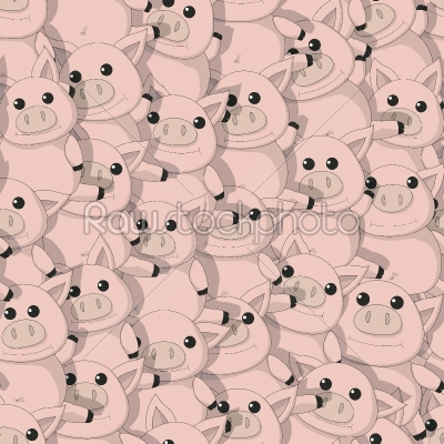 Seamless pattern with funny pigs