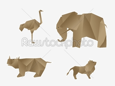 Wild animals origami