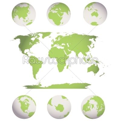 world map and globes