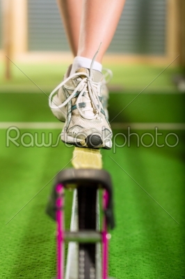 stock photo: woman training with slackline-Raw Stock Photo ID: 45456