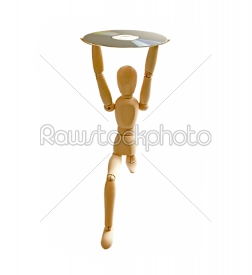 stock photo: wood mannequin with cdrom-Raw Stock Photo ID: 30803
