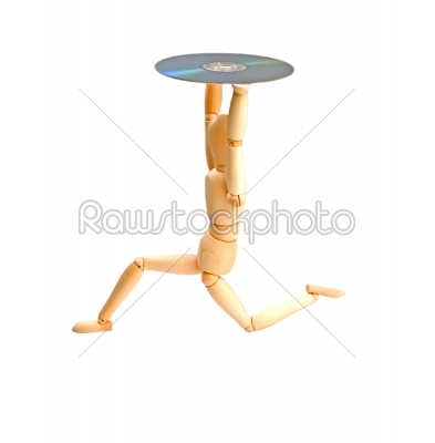 stock photo: wood mannequin with cdrom-Raw Stock Photo ID: 30804