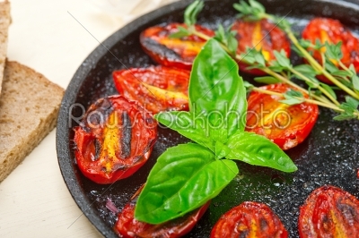 stock photo: baked cherry tomatoes with basil and thyme-Raw Stock Photo ID: 64556