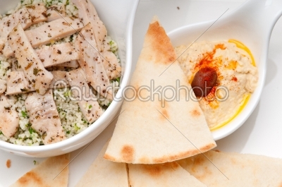 stock photo: chicken taboulii couscous with hummus-Raw Stock Photo ID: 59852