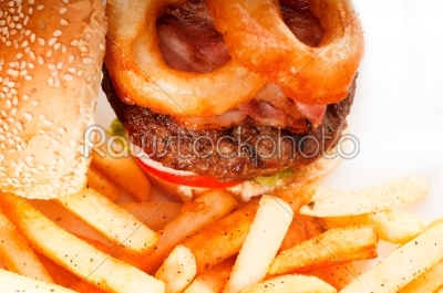 stock photo: classic hamburger sandwich and fries-Raw Stock Photo ID: 54517