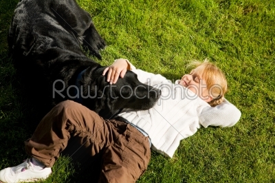 stock photo: girl petting dog-Raw Stock Photo ID: 51366