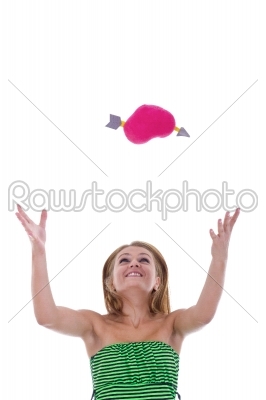 stock photo: girl throwing heart-Raw Stock Photo ID: 53255