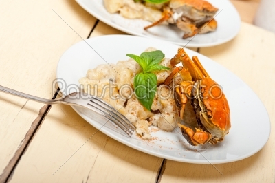 stock photo: italian gnocchi with seafood sauce with crab and basil-Raw Stock Photo ID: 63800