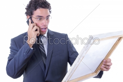 stock photo: man shocked by painting-Raw Stock Photo ID: 53771