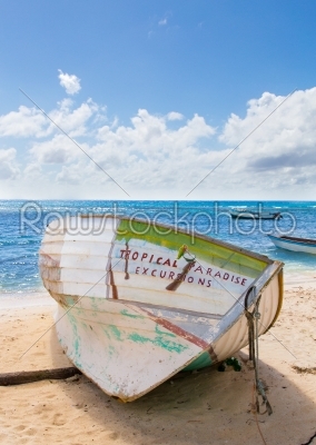 A shipwreck on the beach in the Caribbean