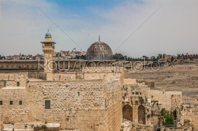 Al-Aqsa mosque  in the old city of Jerusalem Israel viewed from 