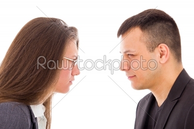 angry couple not trusting each other