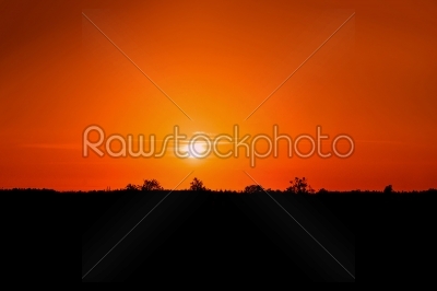 Beautiful red sunset on a countryside
