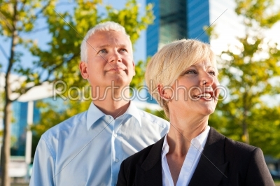 Business people in a park outdoors