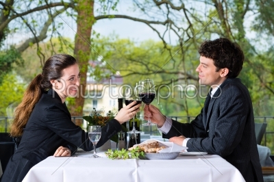 Businesspeople have a lunch in restaurant