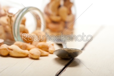 cashew nuts on a glass jar 