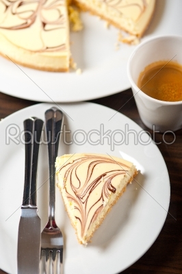 Cheese cake and espresso coffee