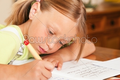 Child doing homework for school