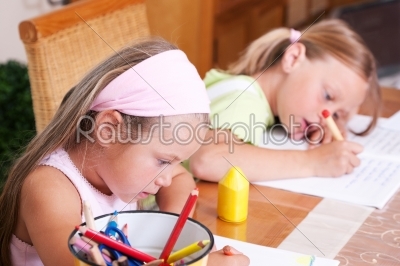 Children doing homework
