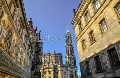 Church Frauenkirche area in Dresden Germany