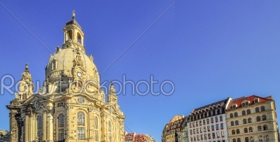 Church Frauenkirche in Dresden with resident buildings