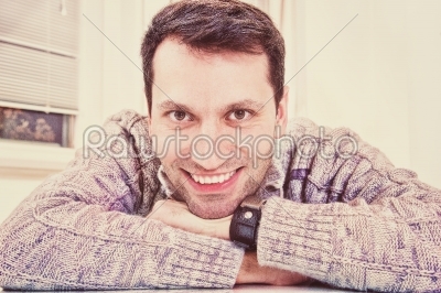 closeup of smiling handsome middle aged man