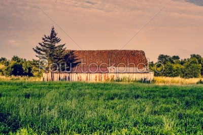 Countryside scenery with an old barn
