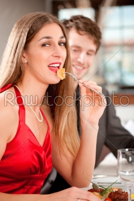 Couple Having Food at Hotel