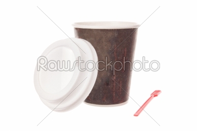cup of coffee for take away with cap and spoon